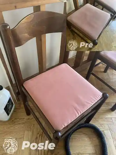 Dubinsko pranje roze stolice posle pranja u Beogradu