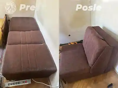 Dubinsko pranje braon lezaja pre i posle pranja u Beogradu