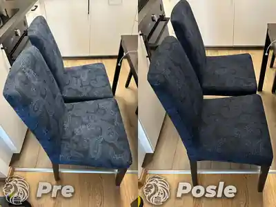 Dubinsko pranje plavih fotelja pre i posle pranja u Beogradu