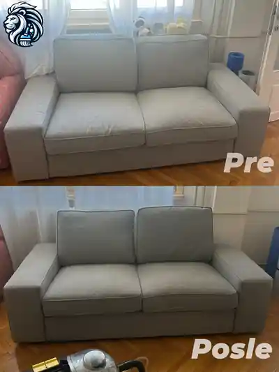 Dubinsko pranje svetle garniture pre i posle pranja u Beogradu