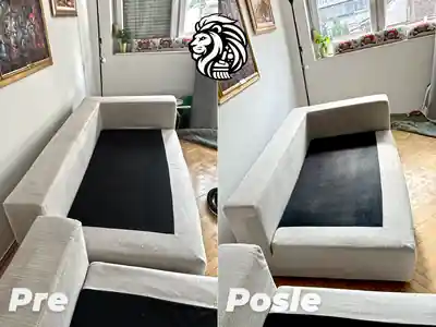 Dubinsko pranje crno bele garniture pre i posle pranja u Beogradu