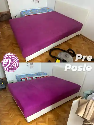 Dubinsko pranje roze lezaja pre i posle pranja u Beogradu