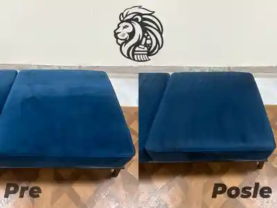 Dubinsko pranje plavog taburea pre i posle tretmana u Beogradu