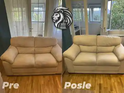 Dubinsko pranje bele fotelje pre i posle pranja u Beogradu