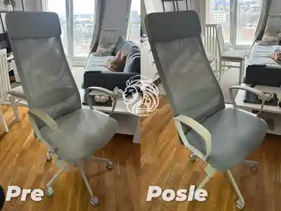 Dubinsko pranje sivih stolica pre i posle pranja u Beogradu