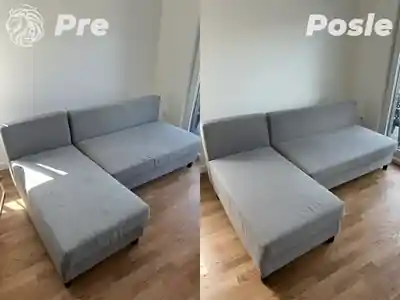 Dubinsko pranje sive garniture pre i posle pranja u Beogradu