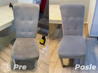 Dubinsko pranje sive stolice pre i posle pranja u Beogradu