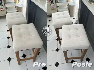 Dubinsko pranje belih trpezarijskih stolica pre i posle pranja u Beogradu