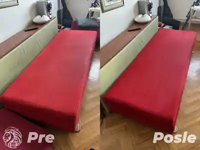 Dubinsko pranje crvenog lezaja pre i posle pranja u Beogradu