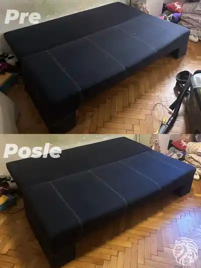 Dubinsko pranje crnog lezaja pre i posle dubinskog pranja u Beogradu