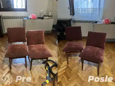 Dubinsko pranje trpezarijskih stolica pre i posle dubinskog pranja u Beogradu