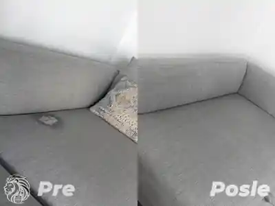 Dubinsko pranje sivog lezaja pre i posle uklanjanja fleke dubinskim pranjem u Beogradu