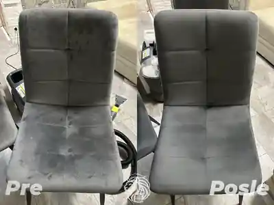 Dubinsko pranje crnih trpezarijskih stolica pre i posle dubinskog pranja u Beogradu