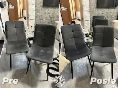 Dubinsko pranje crnih trpezarijskih stolica pre i posle tretmana u Beogradu
