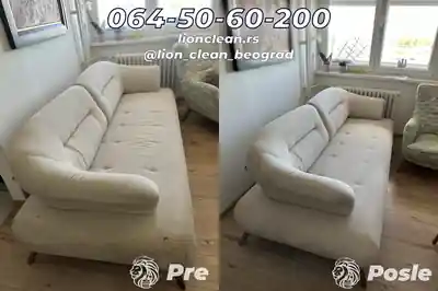 Dubinsko pranje bele ugaone garniture pre i posle tretmana u Beogradu