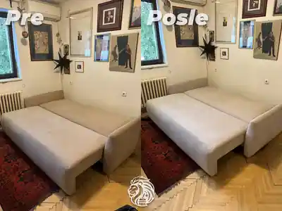 Svetli lezaj sa rukonaslonima pre i posle dubinskog pranja