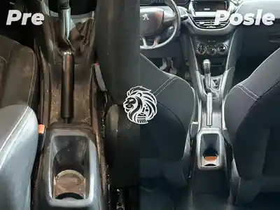 Dubinsko pranje centralne konzole pre i posle ciscenja automobila u Beogradu