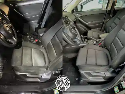 Dubinsko pranje crnog koznog enterijera posle pranja automobila u Beogradu