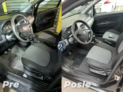 Dubinsko pranje prednjeg dela enterijera pre i posle pranja automobila u Beogradu