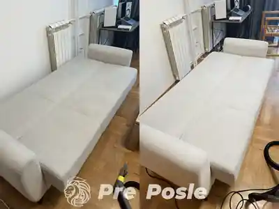 Dubinsko pranje svetlog lezaja pre i posle pranja u Beogradu