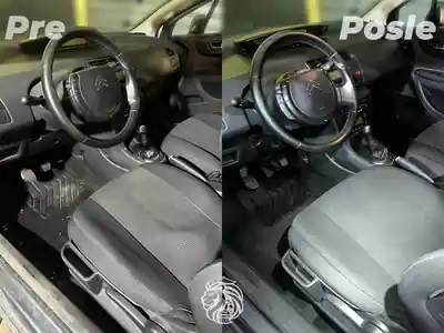 Dubinsko pranje volana i prednjeg sedista pre i posle ciscenja automobila u Beogradu