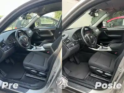 Vozacev prostor automobila pre i posle dubinskog pranja u Beogradu