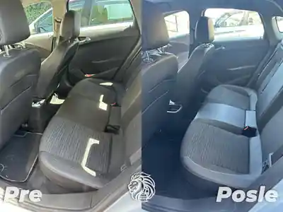 Zadnja klupa automobila pre i posle dubinskog pranja u Beogradu