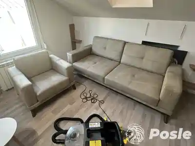 Dubinsko pranje ugaone garniture posle pranja u dnevnoj sobi u Beogradu