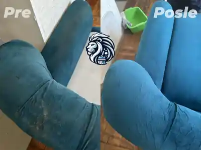 Dubinsko pranje plavih fotelja pre i posle pranja u Beogradu